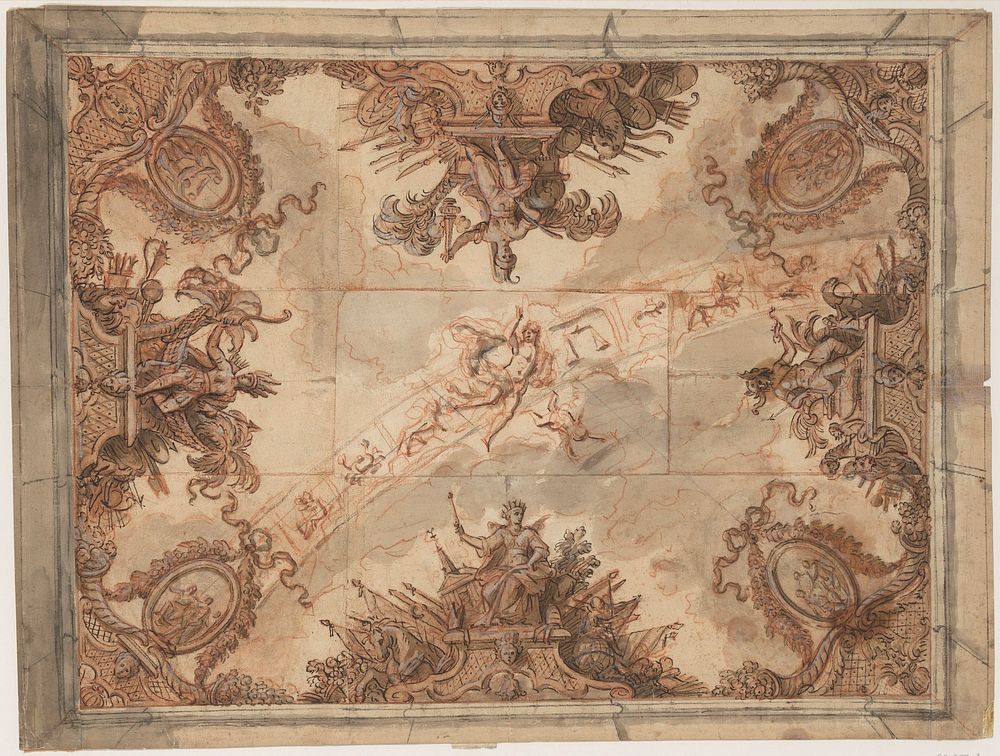 Ceiling Decoration with the Allegories of the Four Continents and the Signs of the Zodiac