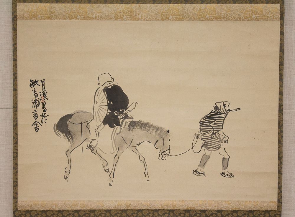 Monk Renshō Riding His Horse Backwards by Matsumura Goshun