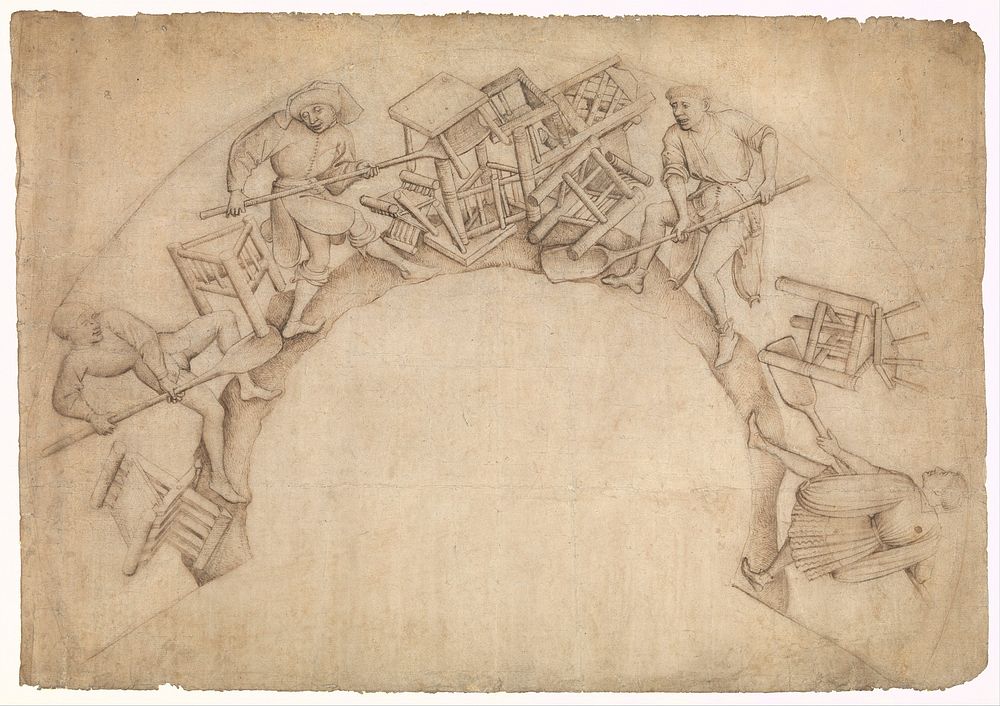 Men Shoveling Chairs (Scupstoel), circle of Rogier van der Weyden, possibly Vranke van der Stockt