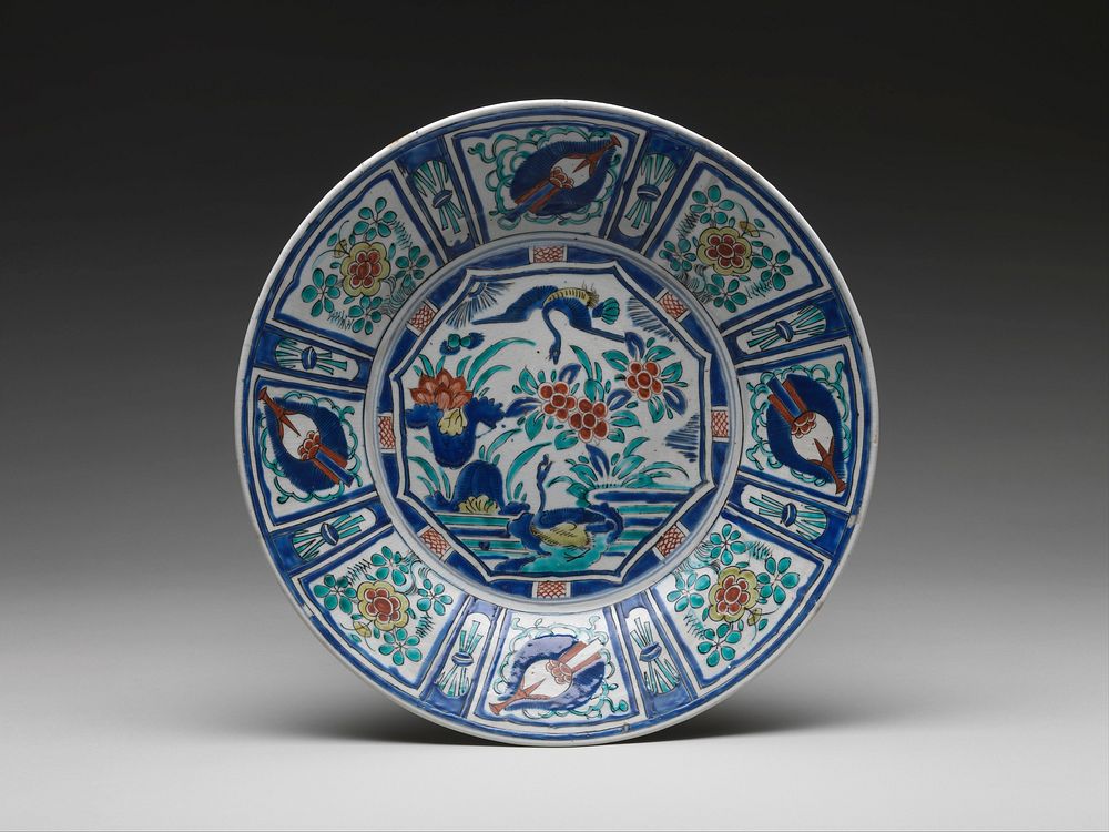Plate with Geese in Lotus Pond, Japan