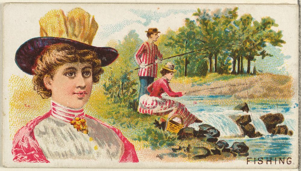 Fishing, from the Games and Sports series (N165) for Old Judge Cigarettes issued by Goodwin & Company