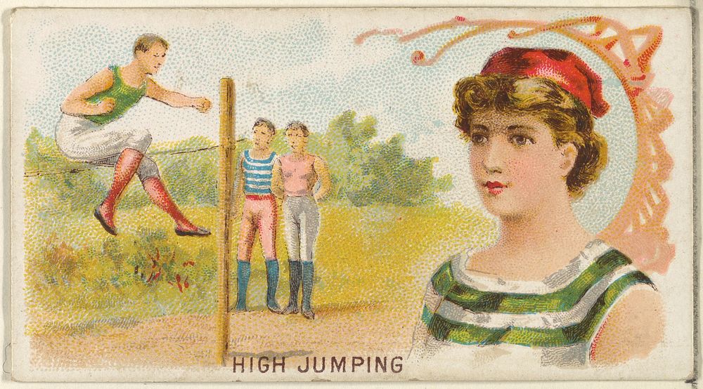 High Jumping, from the Games and Sports series (N165) for Old Judge Cigarettes issued by Goodwin & Company