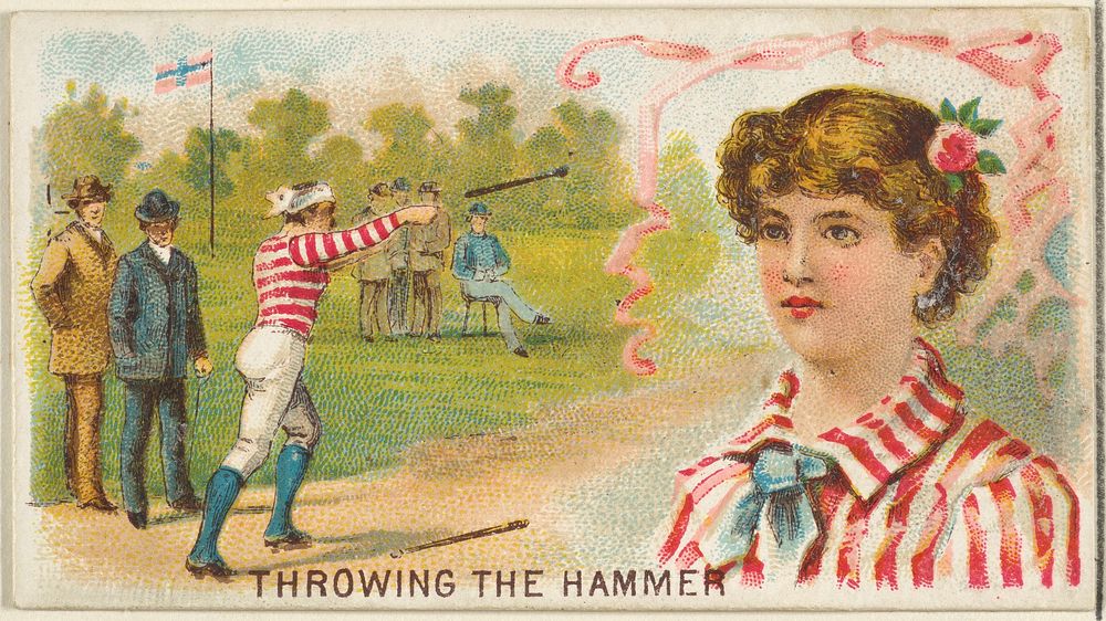 Throwing the Hammer, from the Games and Sports series (N165) for Old Judge Cigarettes issued by Goodwin & Company