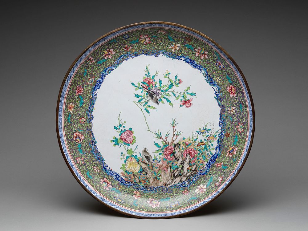 Plate with birds and flowers, China