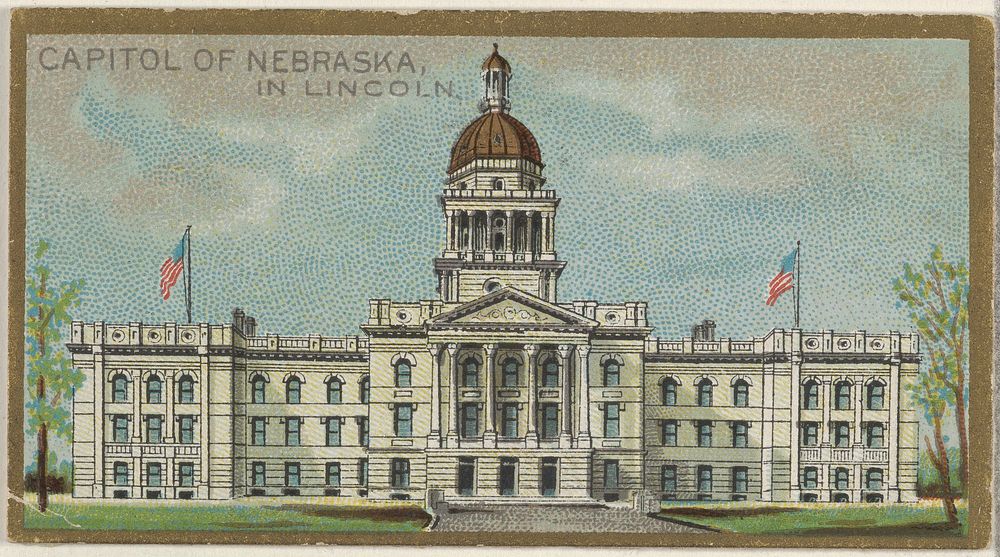 Capitol of Nebraska in Lincoln, from the General Government and State Capitol Buildings series (N14) for Allen & Ginter…