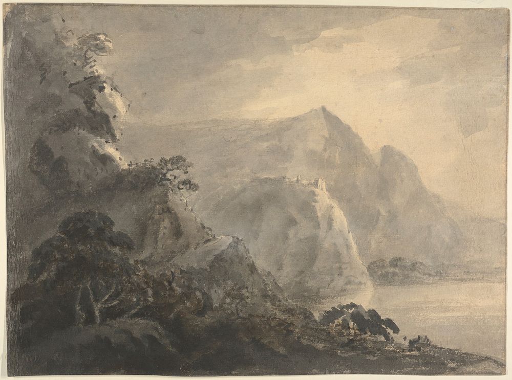 Landscape with Hill, Lake and Figures by William Gilpin