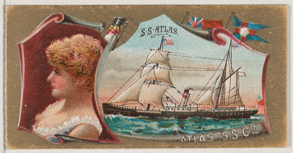 Steamship Atlas, Atlas Steamship Company, from the Ocean and River Steamers series (N83) for Duke brand cigarettes issued by…