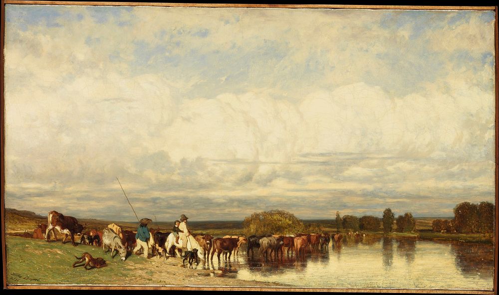Cows Crossing a Ford by Jules Dupr&eacute;