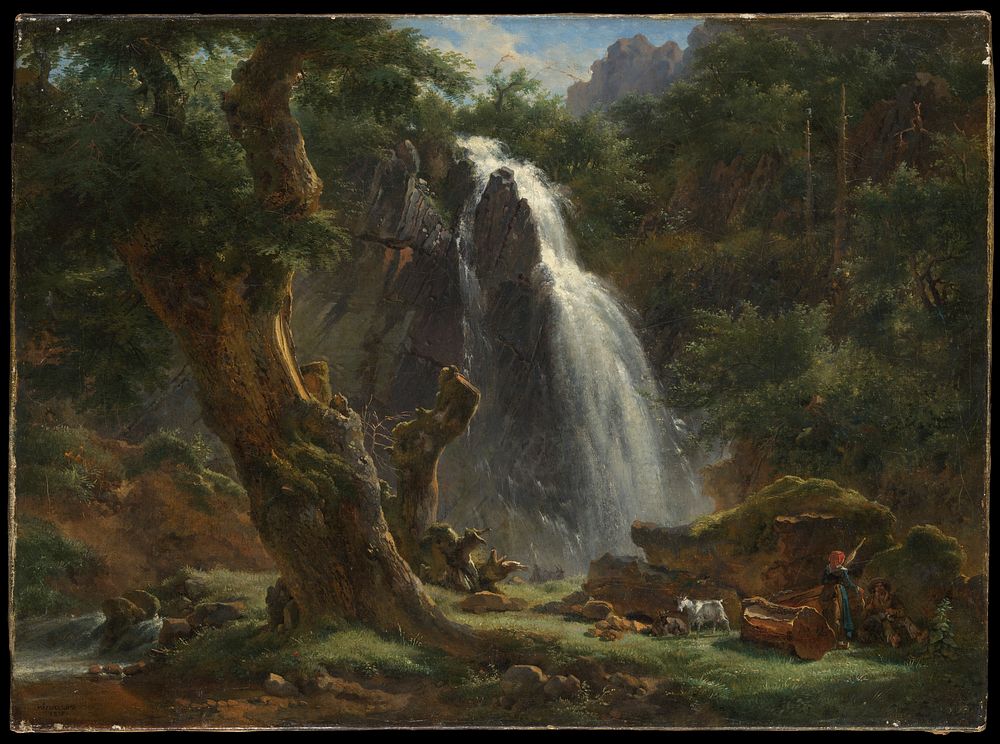 Waterfall at Mont-Dore by Achille-Etna Michallon (French, Paris 1796&ndash;1822 Paris)