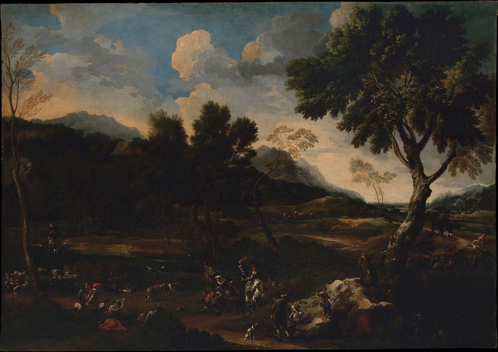 Landscape with a Battle between Two Rams by Jan Miel