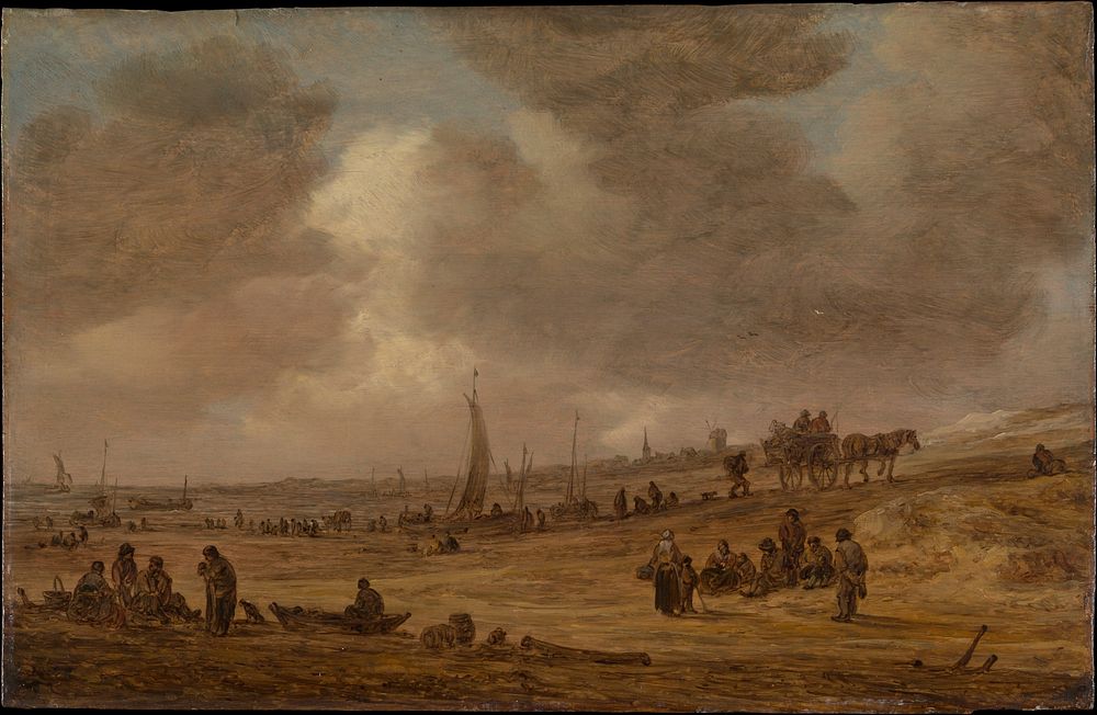 A Beach with Fishing Boats by Jan van Goyen