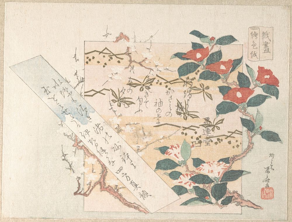 Designs of Writing-Paper with Flowers by Ryūryūkyo Shinsai