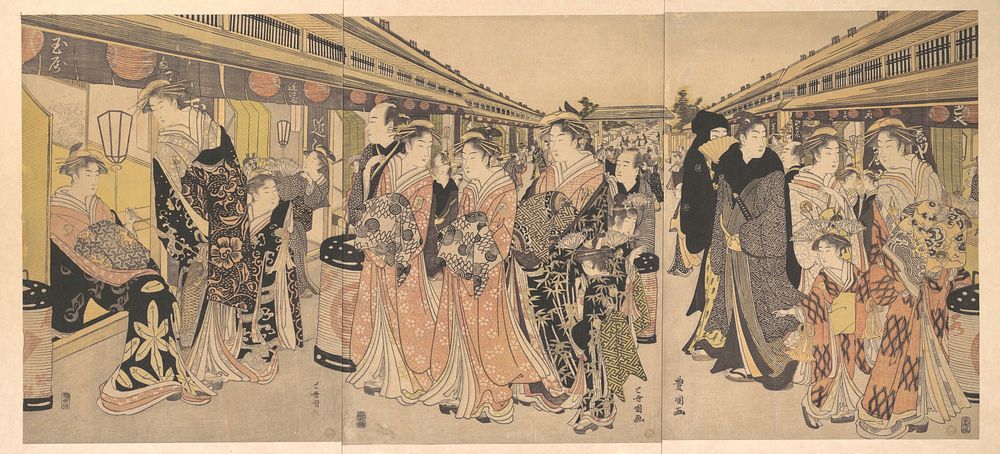 Courtesans Promenading on the Nakanochō in Yoshiwara by Utagawa Toyokuni