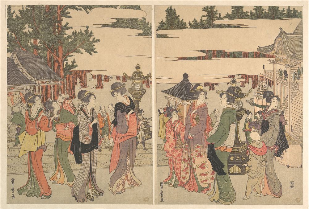 Horinouchi Myo-ho-ji Eho Mairi no Zu by Utagawa Toyohiro