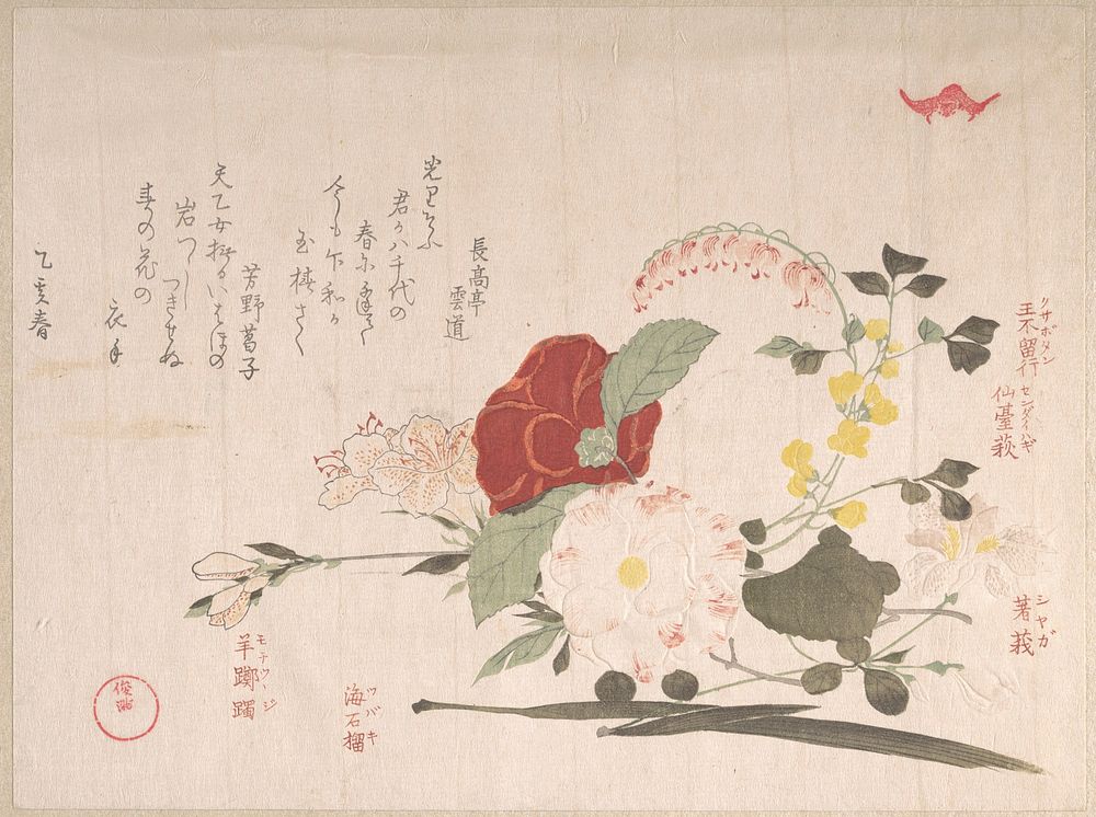 Spring Rain Collection (Harusame shū), vol. 2: Cut Flowers: Clematis, Bush Clover, Iris, Camellia, and Azalea by Kubo Shunman