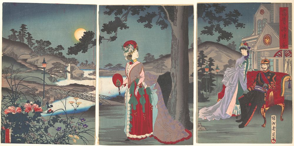 Nobility in the Evening Cool (Koki nōryō no zu) by Yōshū (Hashimoto) Chikanobu