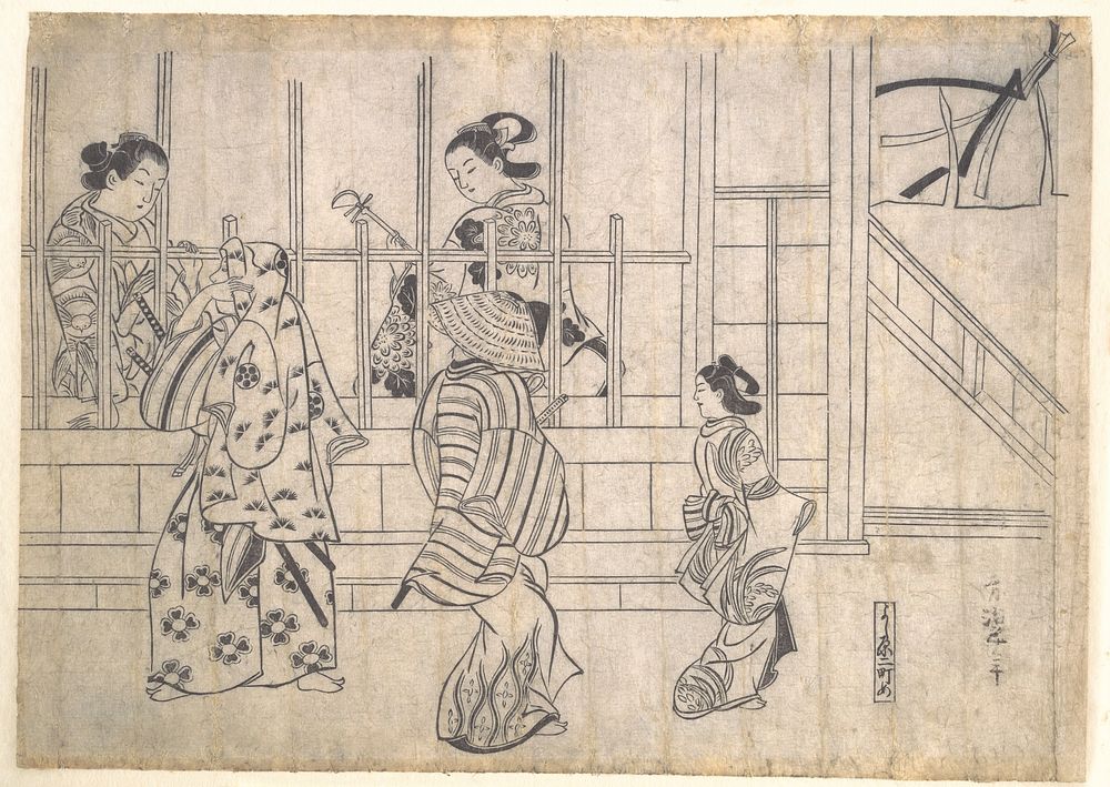 Street Scene in Yoshiwara by Hishikawa Moronobu