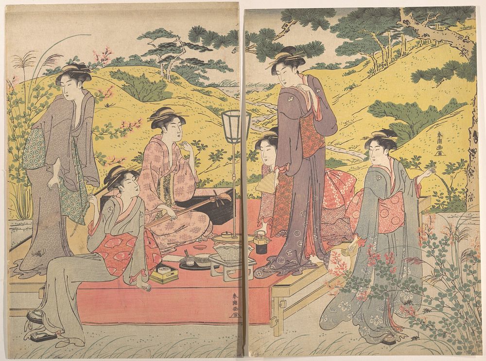 A Picnic Party at Hagidera by Katsukawa Shunchō