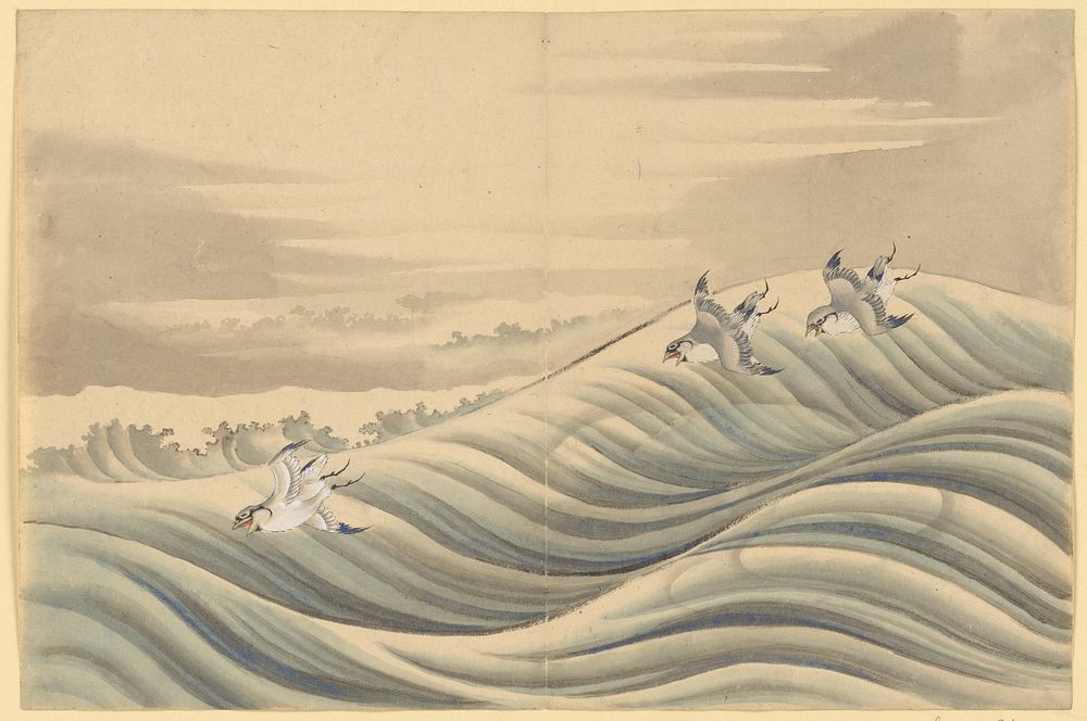 Chidori Birds, School of Katsushika Hokusai