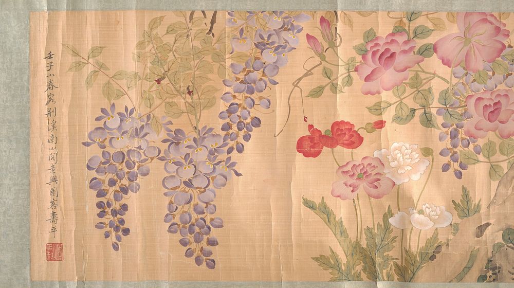 Roses and Wisteria by Unidentified artist