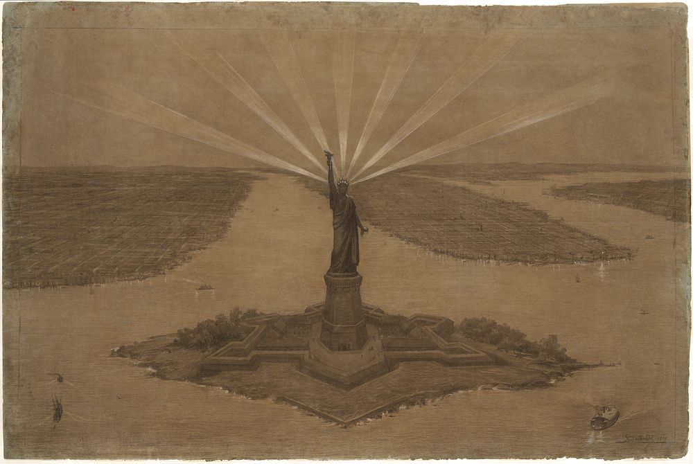 Presentation Drawing of &ldquo;The Statue of Liberty Illuminating the World" by Fr&eacute;d&eacute;ric-Auguste Bartholdi