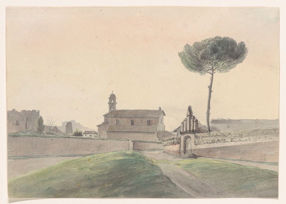View of the Church of San Pancrazio, Rome, from the South by Franz Ludwig Catel