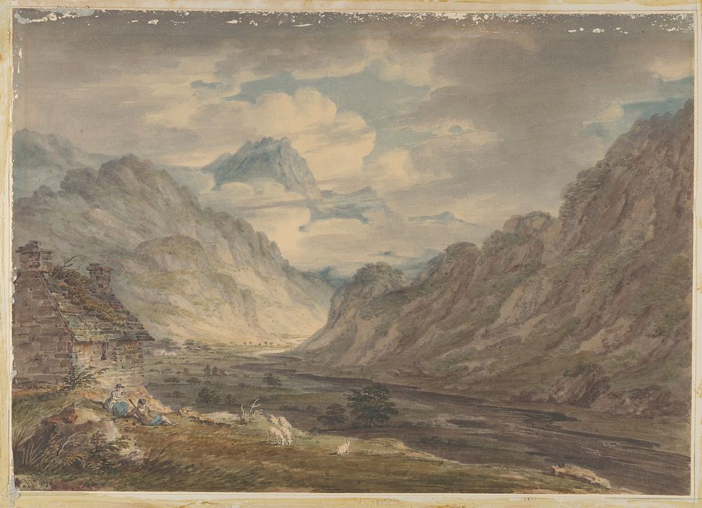 The Honister Pass from Gatesgarth Farm, Gatesgarthdale, Lake District by Edward Dayes