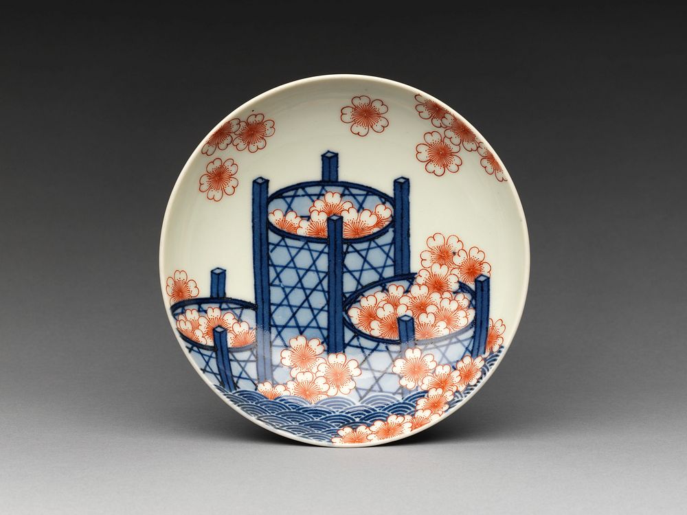 Small Dish with Cherry Blossoms in Bamboo Baskets, Japan