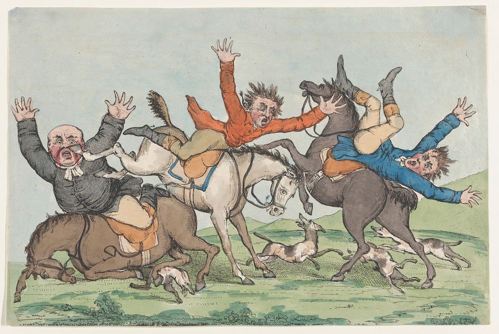 Three Riders Fall from their Mounts