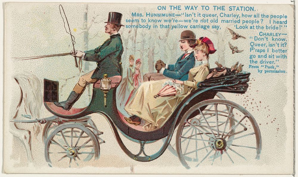 On the Way to the Station, from the Snapshots from "Puck" series (N128) issued by Duke Sons & Co. to promote Honest Long Cut…