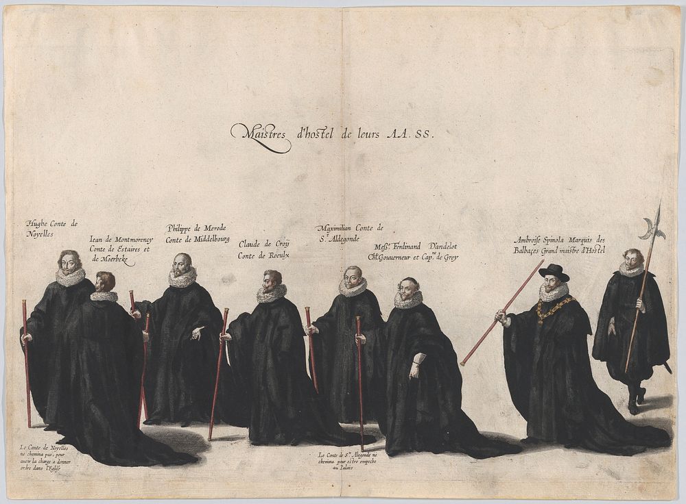 Plate 53: Eight figures marching in the funeral procession of Archduke Albert of Austria; from 'Pompa Funebris ... Alberti…