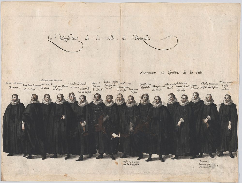 Plate 64: The magistrates of the city of Brussels marching in the funeral procession of Archduke Albert of Austria; from…