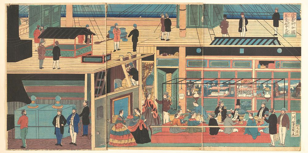 Interior of an American Steamship by Utagawa Yoshikazu
