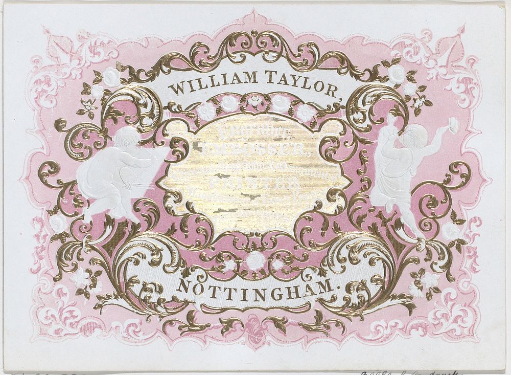 Trade Card for William Taylor, Engraver, Embosser & Printer