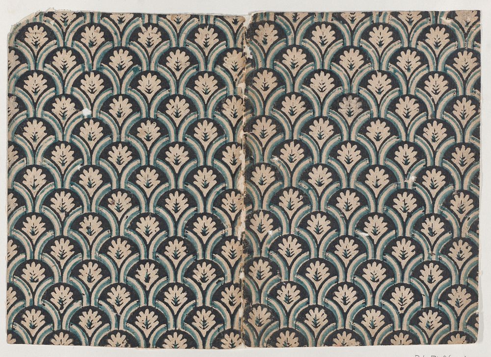 Book cover with overall black and blue leaf pattern