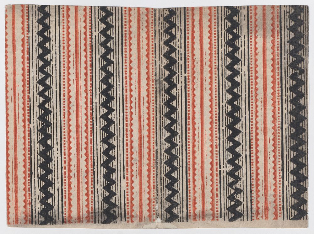 Sheet with overall zig zag and stripe pattern by Anonymous