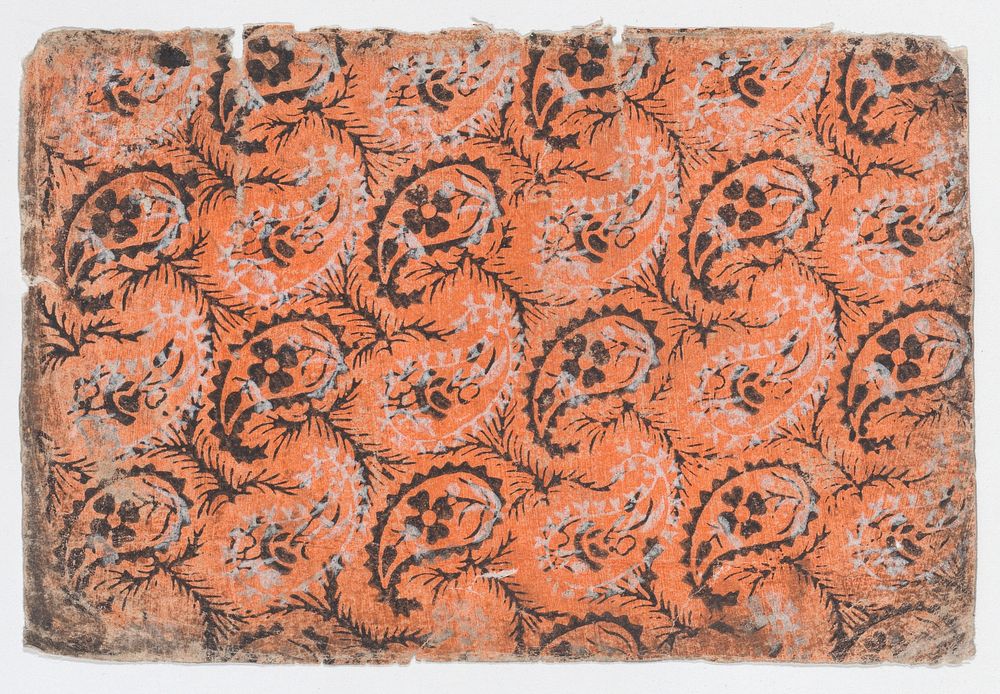 Sheet with overall paisley pattern by Anonymous