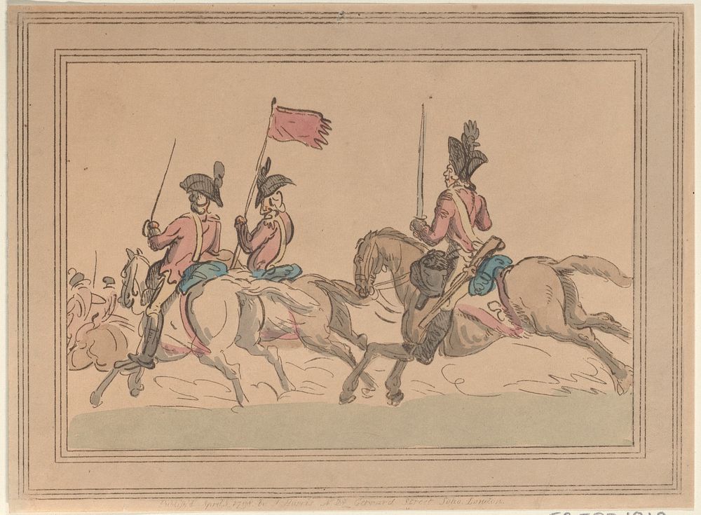 Five Cavalrymen Riding with a Standard