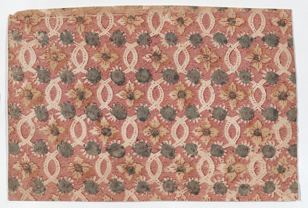 Sheet with overall lattice pattern with rosettes