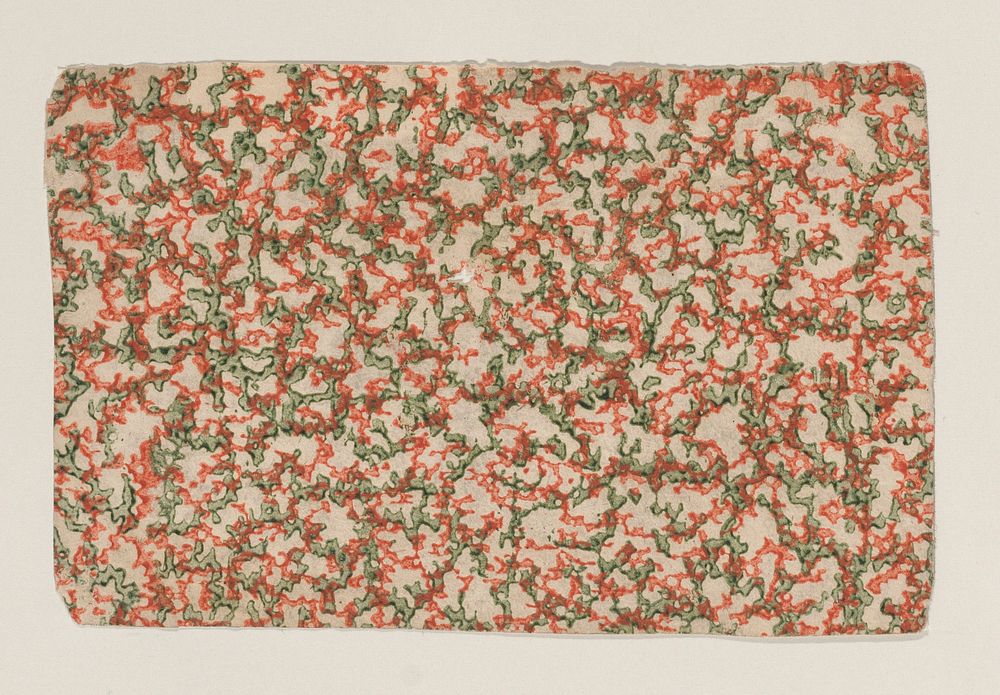 Sheet with overall orange and green abstract pattern by Anonymous