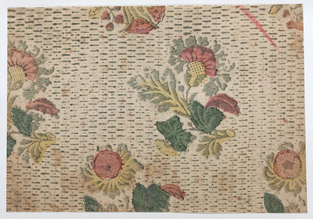 Sheet with floral pattern with a repeating line background