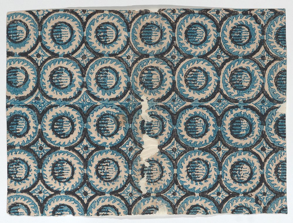 Sheet with overall blue circular pattern