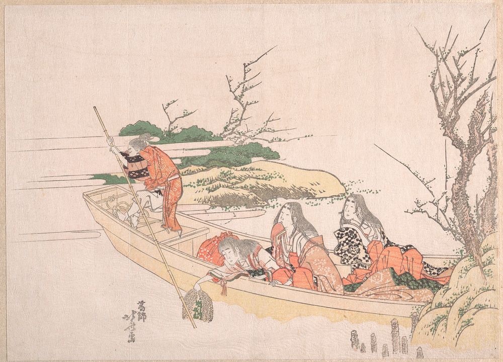 Hokusai's Gathering Sea-Weed. Original public domain image from the MET museum.