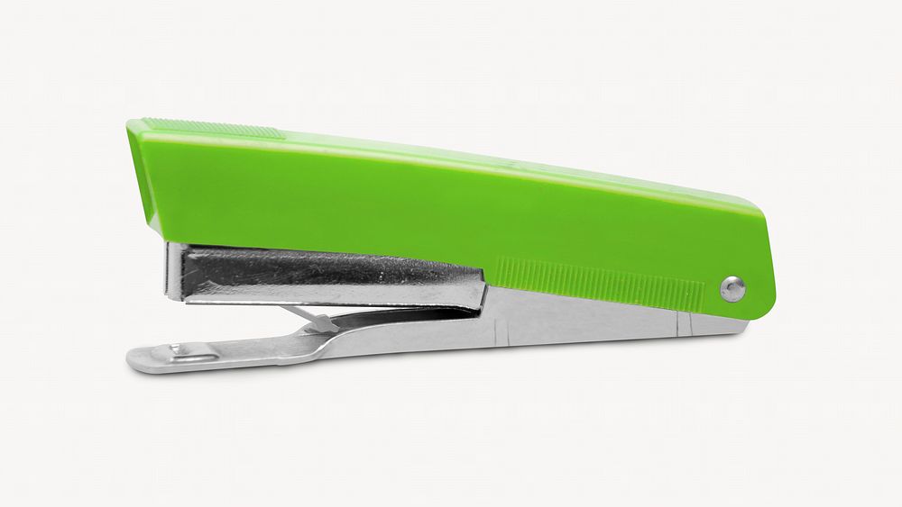 Green stapler, isolated stationery image