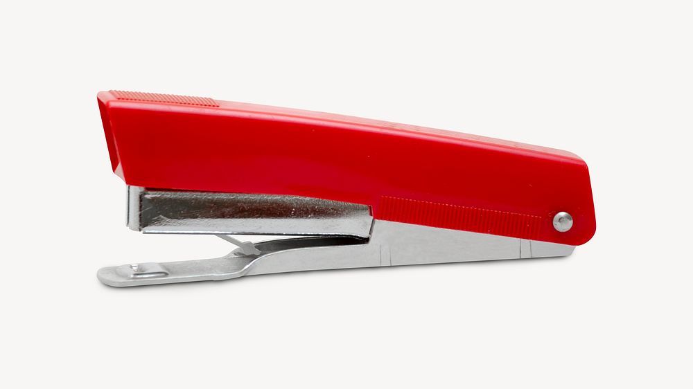 Red stapler, collage element psd