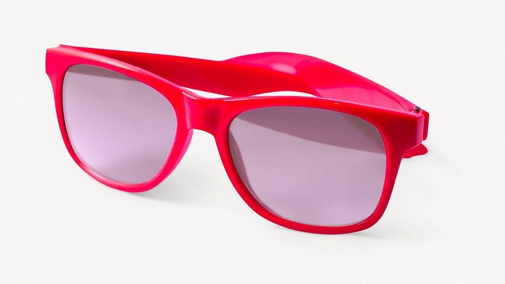 Red sunglasses, isolated apparel image psd