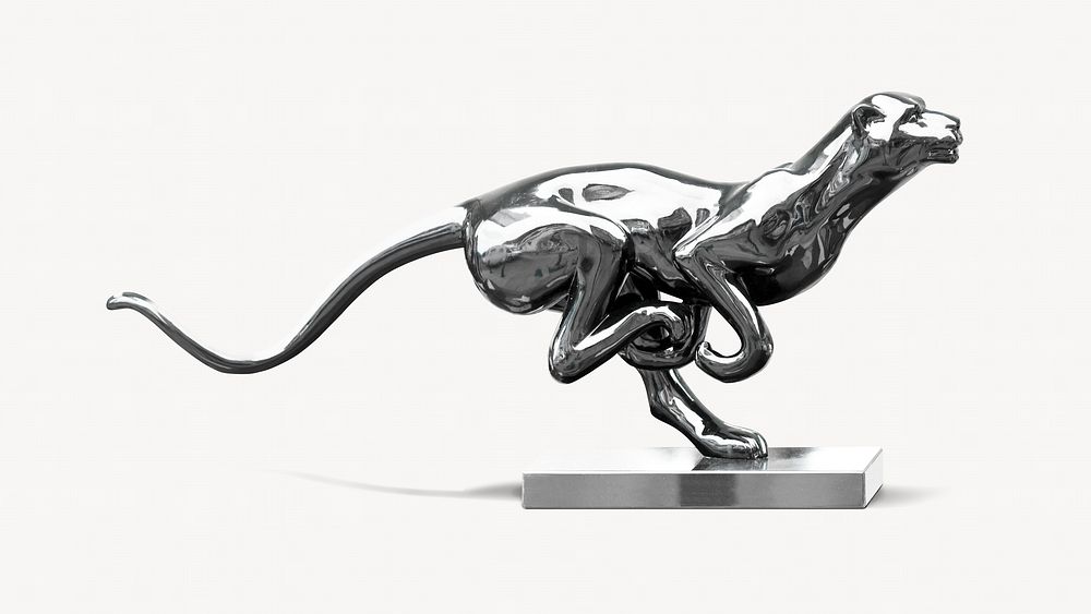 Running panther, isolated sculpture image