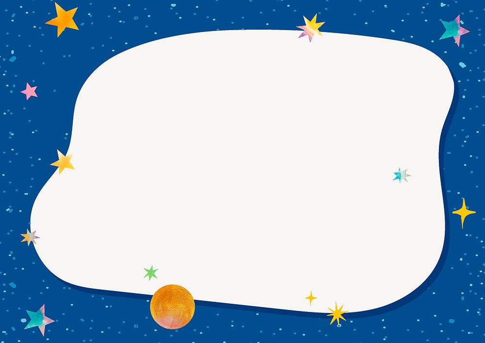 Cute galaxy frame doodle collage element vector