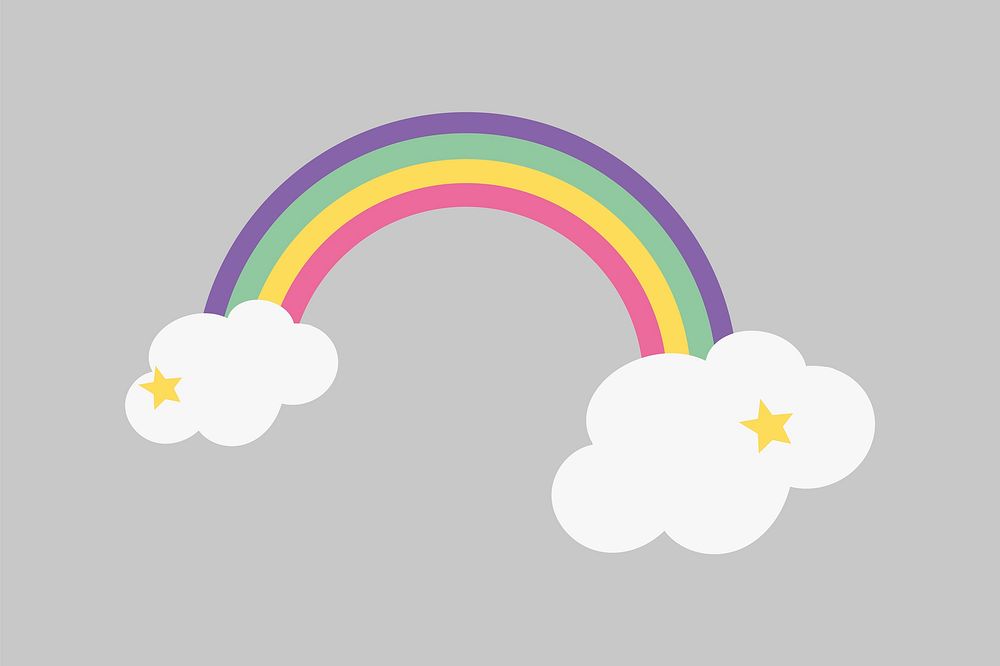Cute rainbow, pastel illustration, collage element vector