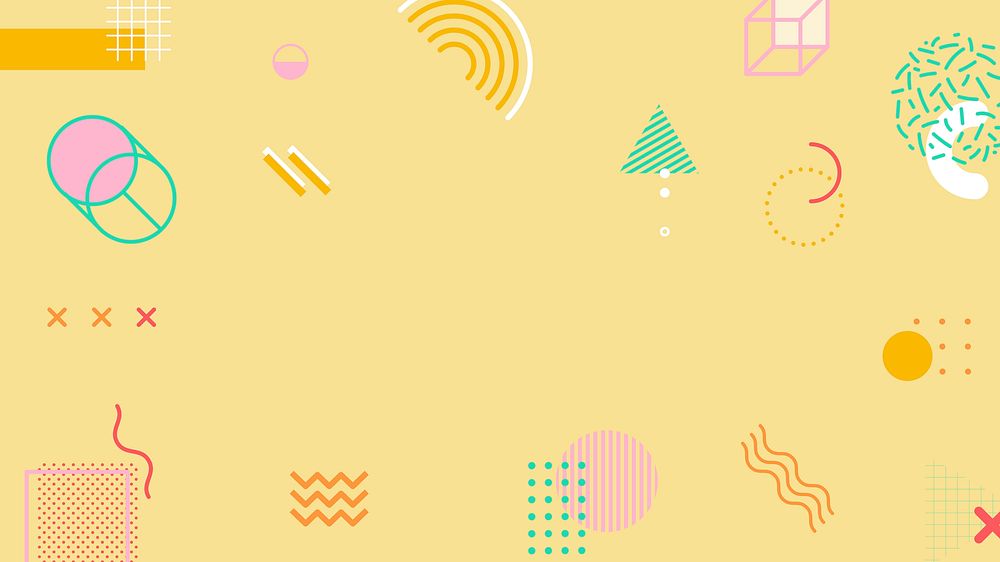 Cute yellow desktop wallpaper, Memphis frame background vector